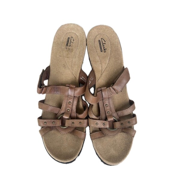 Clarks Collection Women's Hayla Theme Slip On Leather Sandals Slippers Shoes 12 - Picture 1 of 7